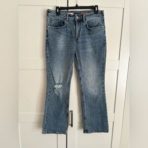 Anthropologie Pilcro straight leg distressed denim jeans size 30 Laid Back Denim